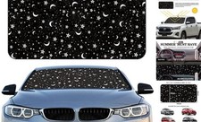 Windshield Sun Shade Foldable Car Front Window Covers for Car Moon Star
