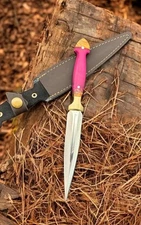 handmade hunting dagger fix blade boot knife  DOUBLE-EDGE Outdoor Tactical