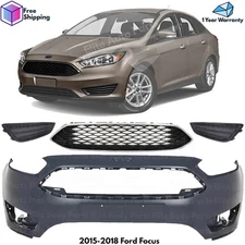Front Bumper Cover Fascia & Grille Assembly Kit For 2015-2018 Ford Focus