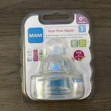 Brand New MAM Bottle Nipples, Level 1 Slow Flow Nipple, 0 Months, 2 Count