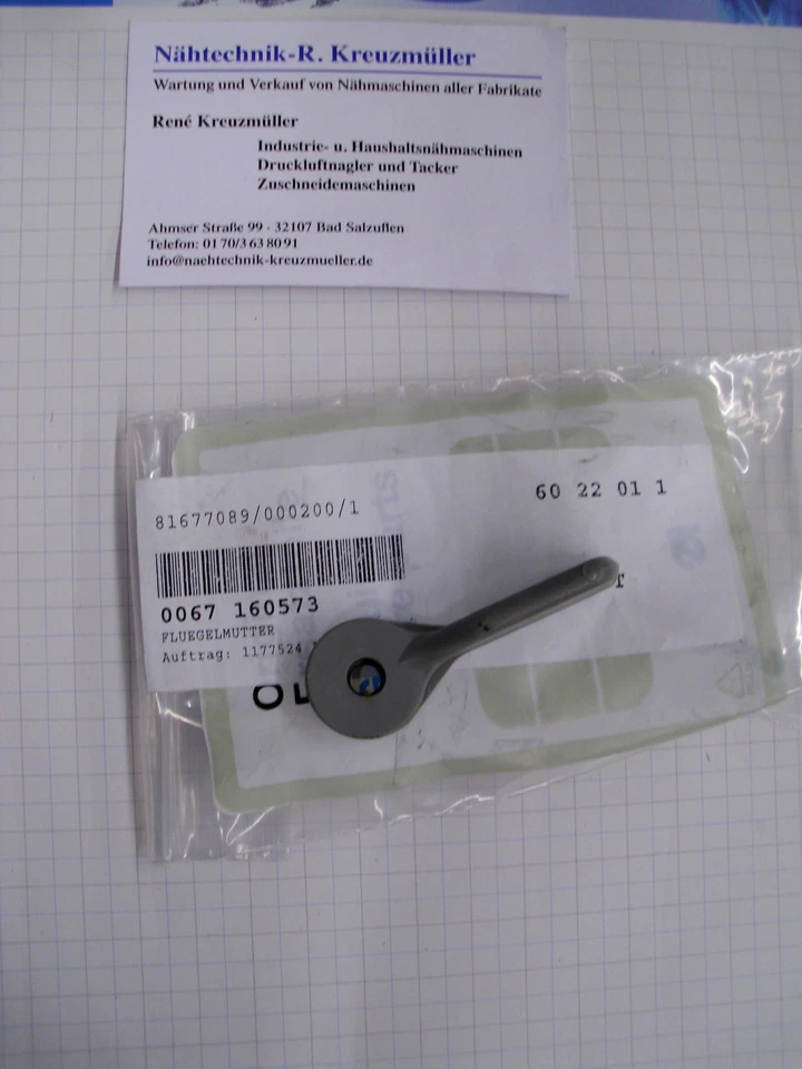 DÜRKOPP ADLER Nähmaschine Adler 167 69 169 168 0067160573 Flügelmutter neue Version 067160573