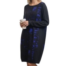 Elie Tahari for Designation Womens XL Chenille Mix Dress Black Blue NEW
