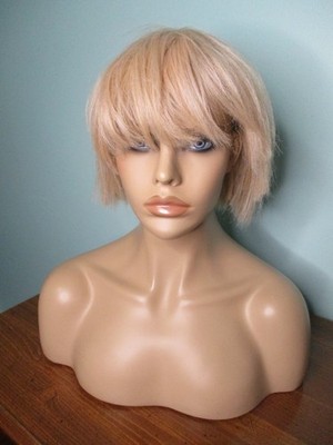 4 - 8'' strawberry blond short shag RAZOR CUT 1980s style WIG - wonky tracks