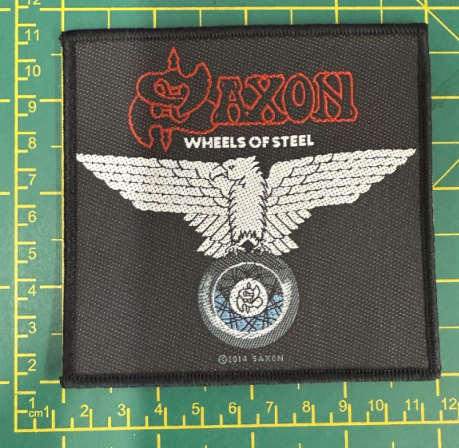 Saxon Wheels Of Steel Woven Sew On Patch Officially Licensed Patch