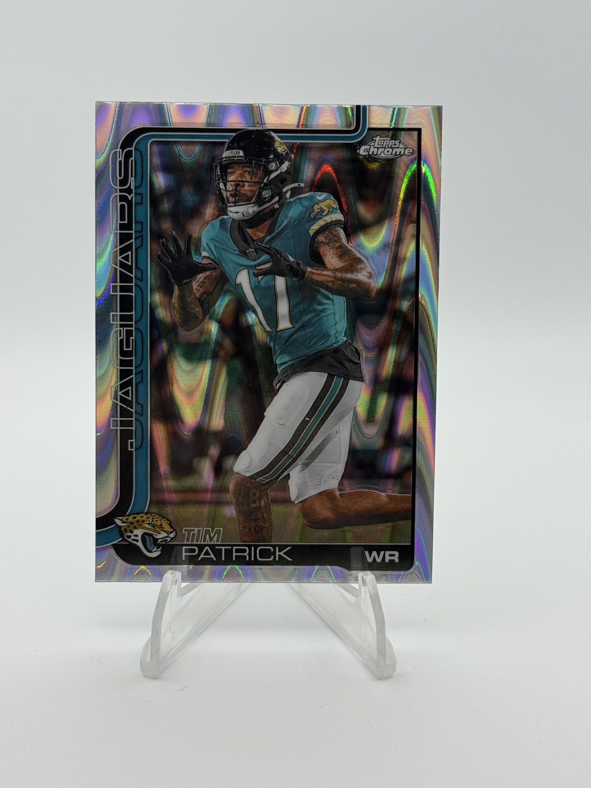 Tim Patrick 2025 Topps Chrome #96 Ray Wave Refractor Jacksonville Jaguars