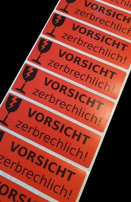 Aufkleber Etikett Vorsicht Zerbrechlich Paket Karton Vorsicht Glas