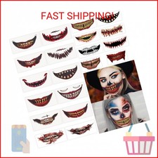 20 PCS Scary Big Mouth Temporary Tattoo,2026 Halloween Realistic Face Stickers,