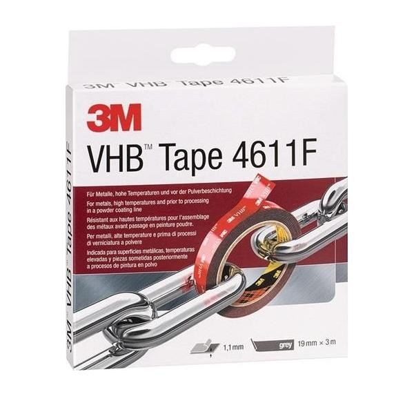 12 Stk. 3m Montageband VHB Tape 4611F dunkelgrau L. B.19mm Rl. 3M Deutschland