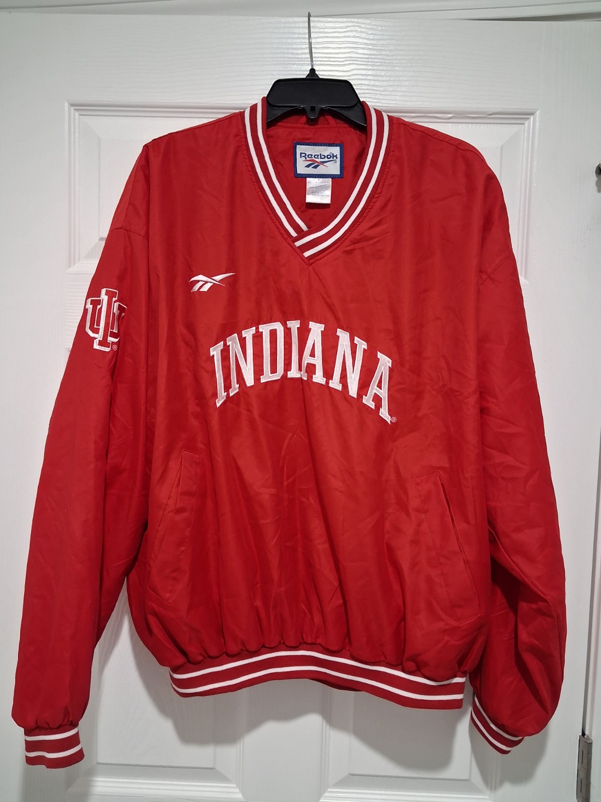 IU Indiana University Hoosiers Vtg  Reebok 90s Logo Pullover Windbreaker Large