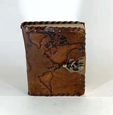 Hobby Lobby World Map Leather Sketchbook Journal Metal Latch Brown New