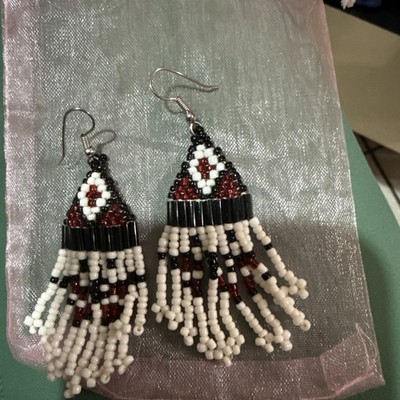 Native American Handcrafted Beaded Tassel Fashion Earrings Tribal Boho Dangle