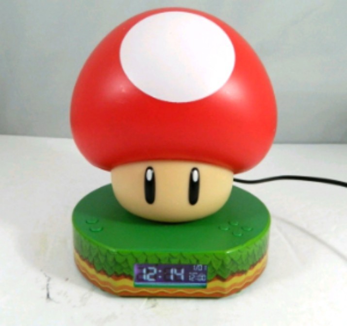 Super Mario Super Mushroom Digital Alarm Clock w/ Official Mushroom Sounds