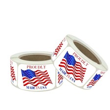 Made in USA Labels 3 X 2 Inches American Flag Stickers Glossy Paper, 500 PCS ...