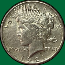 1921 Peace Dollar Almost Uncirculated AU Coin #38735