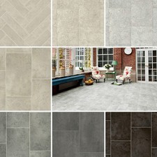 Tiled Effect Vinyl Flooring Roll Lino Stone Slate Tiles Bathroom Kitchen Cheap