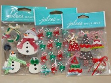 3 packs Jolee's Christmas Stickers Lot Snowman Candy Canes  Bows Burlap Trees