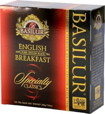 Basilur Ceylon Tea - English Breakfast 100 Luxury Tea Bags 200g Pure 
