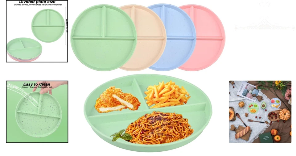 Kinderteller Set mit Unterteilung 22,5cm aus Kunststoff spülmaschinenfest Mik... - Bild 2 von 4