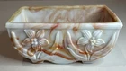 Vintage Akro Agate Planter Dish / Slag Glass / Orange White Marbled / Daffodils
