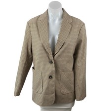 Oak  Fort Women's Plaid Check Notched Collar Long Sleeve Blazer Coat Jacket XS
