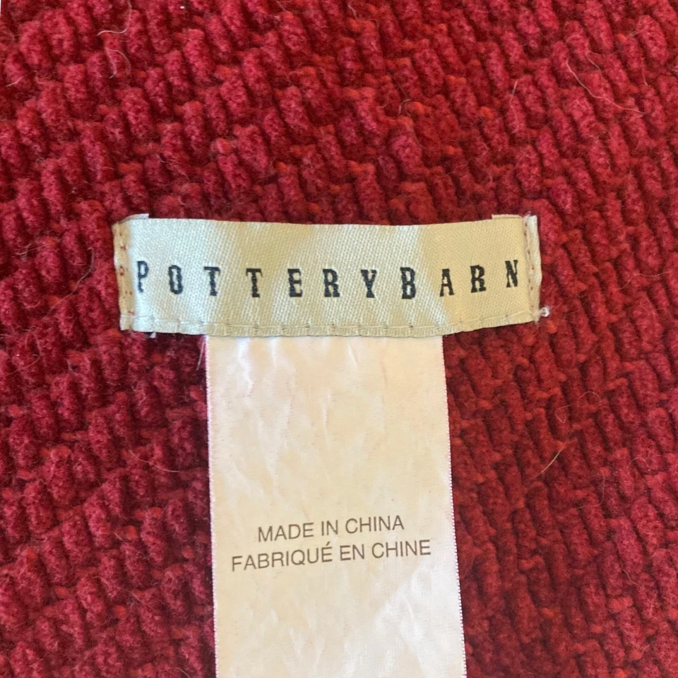 Pottery Barn Throw Blanket Cardinal Red Cotton Knit Textured 50x60 - Image 3 of 4