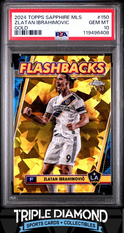 2024 Topps Chrome Sapphire MLS Zlatan Ibrahimovic Gold Refr #18/50 PSA 10 L586
