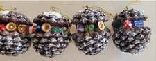 Woodland Creatures Pinecone Forest Animals Christmas Ornaments Vintage Set of 6