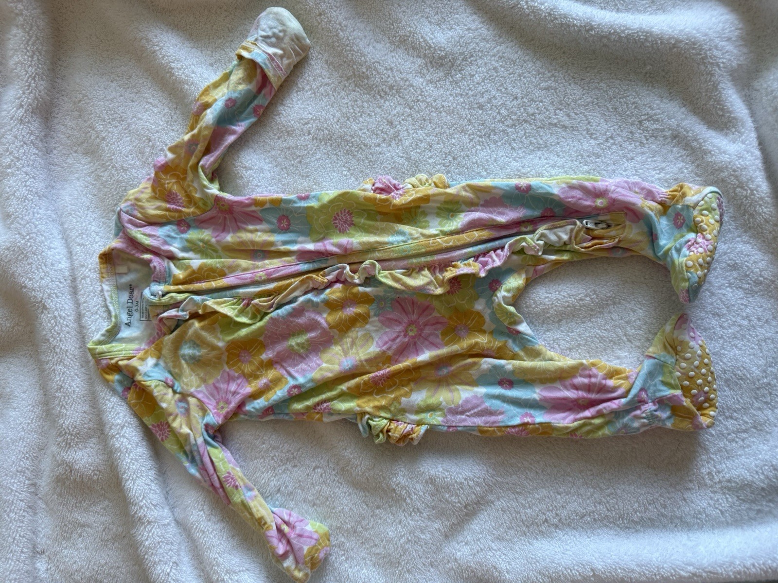 Angel Dear 0-3 Months Ruffle Zip One Piece Long Sleeve Floral Baby Sleeper