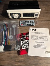 Pyle PLRMR23BTW Single DIN Marine Bluetooth Stereo Receiver with Remote, White