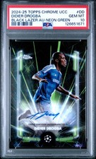 2024-25 TOPPS CHROME UCC BLACK LAZER AUTO NEON GREEN DIDIER DROGBA 60/99 PSA 10