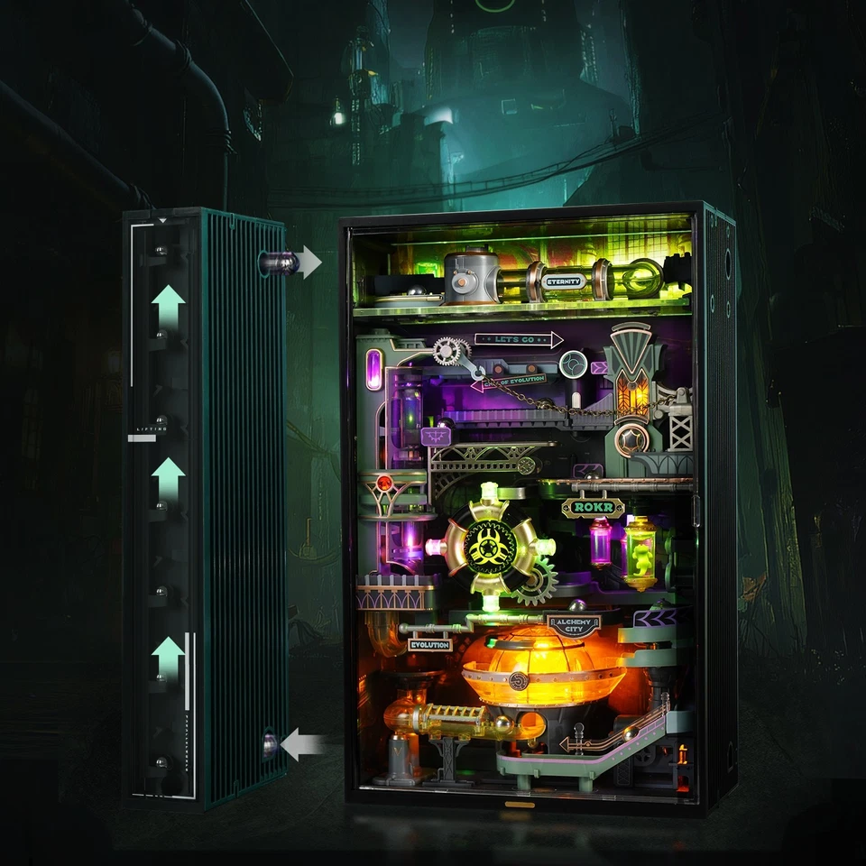 ROKR Alchemy City Marble Run Mechanical Toy with LED 3D Puzzle Model Xmas Gifts - Image 2 of 4