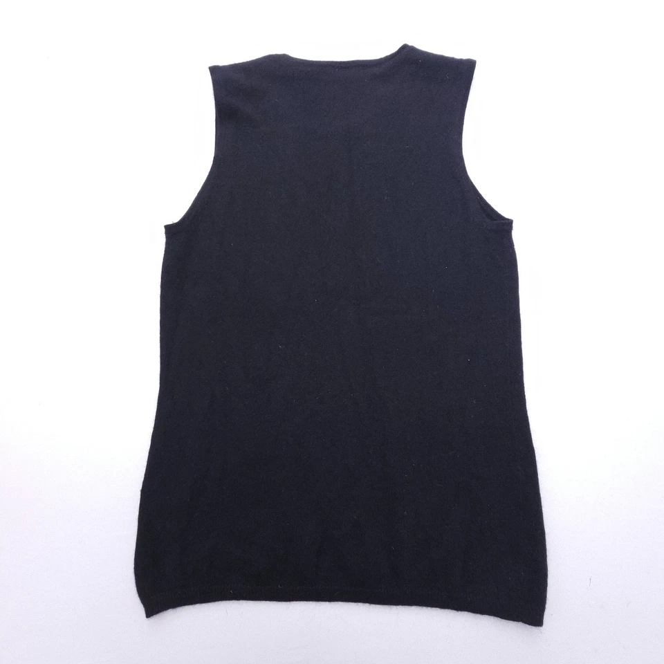 Camiseta sin mangas/suéter grande tejido negro Magaschoni 100 % cachemir sin mangas para mujer Foto 2 de 4