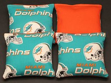 Cornhole Bean Bags made w MIAMI DOLPHINS Fabric 4 ACA Regulation Game Toss Bags