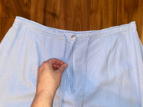 Women's Linen Infused Embroidered Cropped Pants Size 16W Coastal Grandma Beachy - Picture 4 of 7