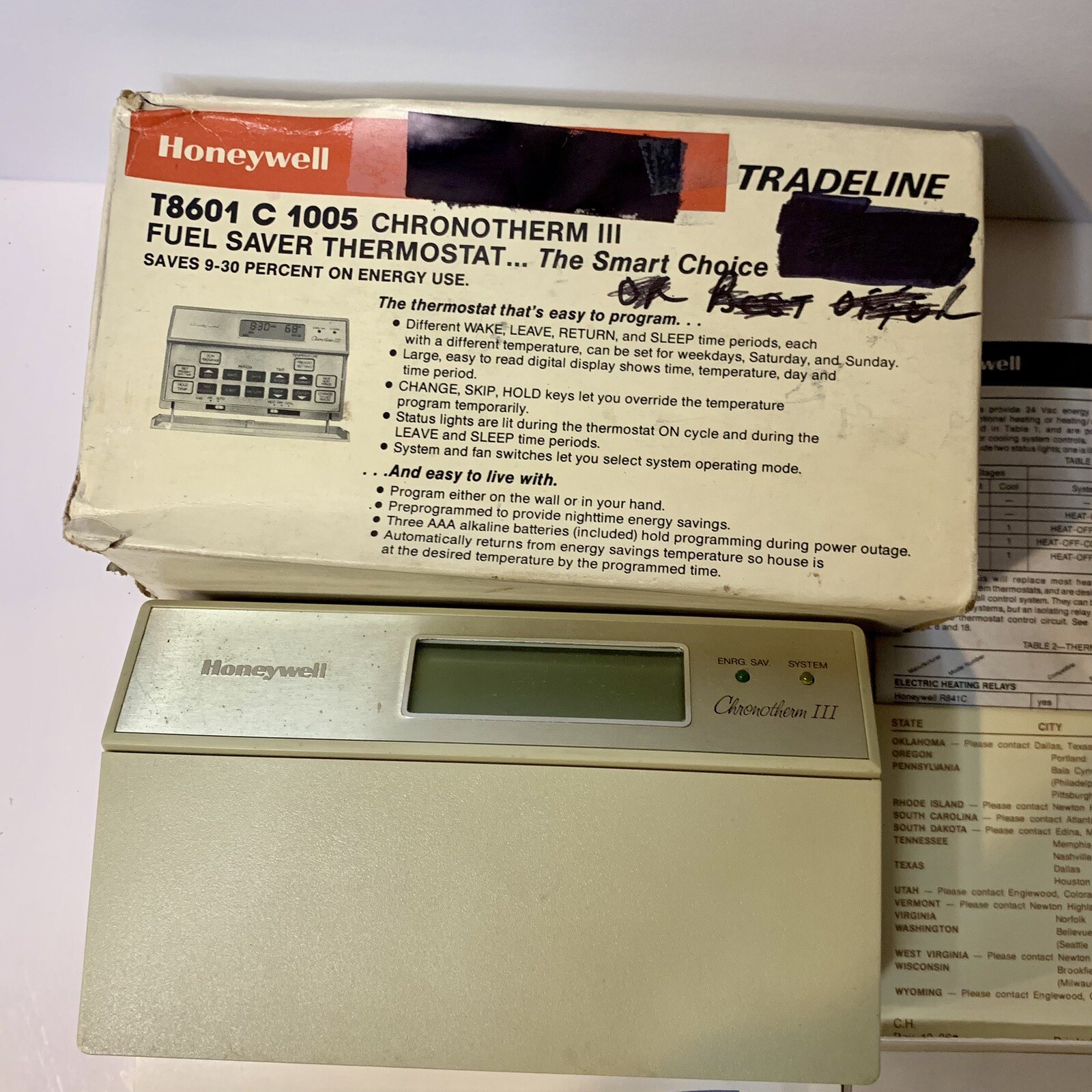 Honeywell Chronotherm III Programmable Thermostat T8601 C 1005 NEW Open Box eBay