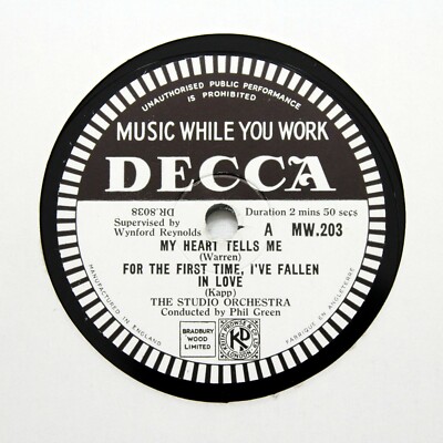 ''DAS STUDIOORCHESTER ''''My Heart Tells Me'''' (E+) DECCA MW-203 [78 U/MIN]