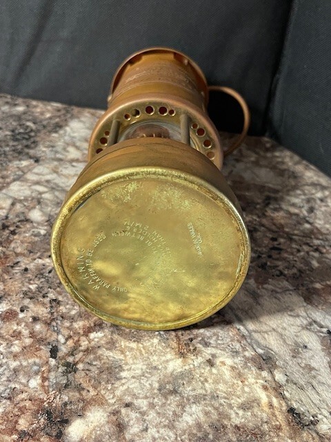 Vintage Brass British Coal Mining Miners Lamp Aberaman Colliery
