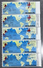 MAPS Set of 5 from World War 2 US Mint Sheets. NO STAMPS- only the maps as shown
