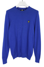 LYLE  SCOTT Jumper Men's SMALL Wool Blend Crew Neck Blue Logo Pullover
