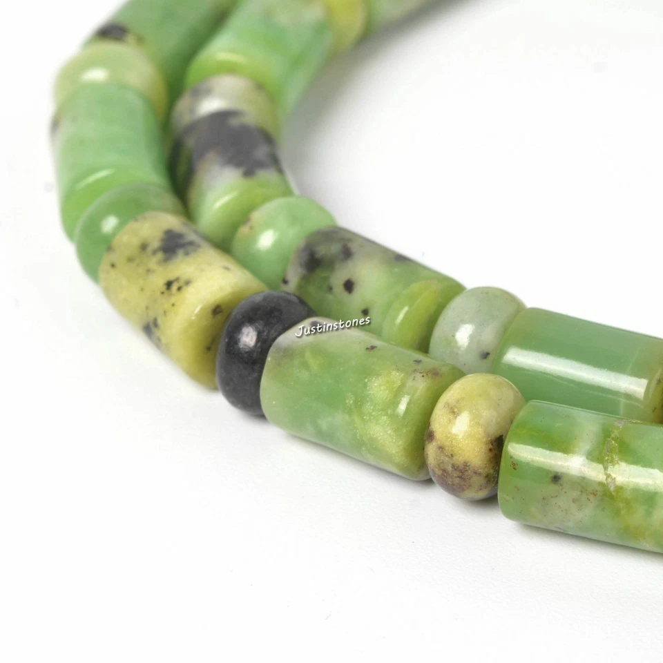 9mm Australian chrysoprase tubes rondelle loose gemstone beads 16" - Image 3 of 3