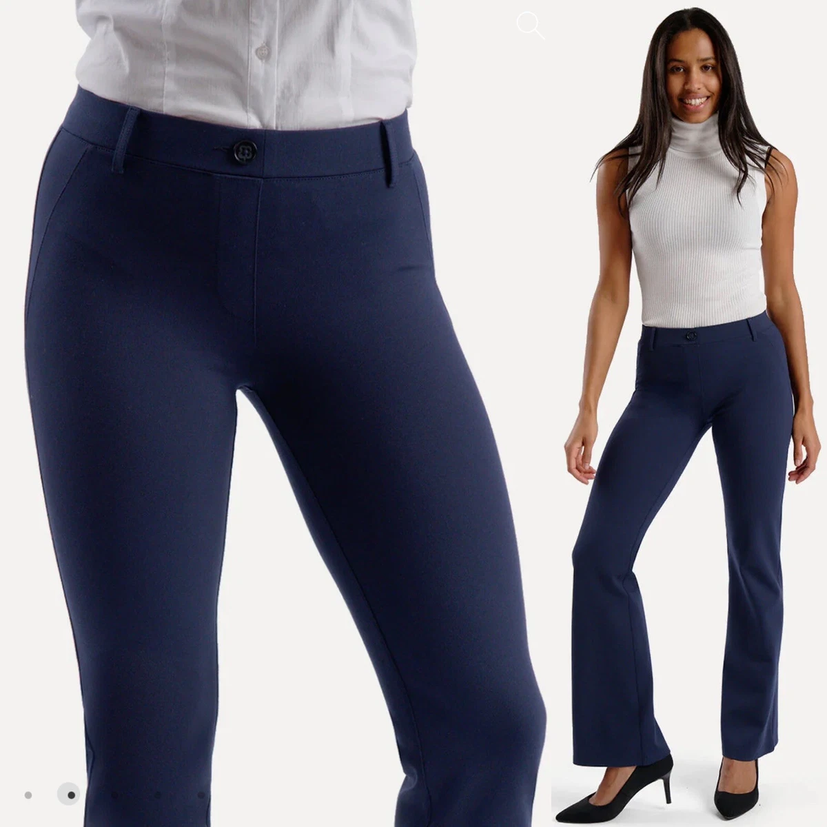 Betabrand Navy Blue Classic Dress Yoga Pants Pull-On Stretchy