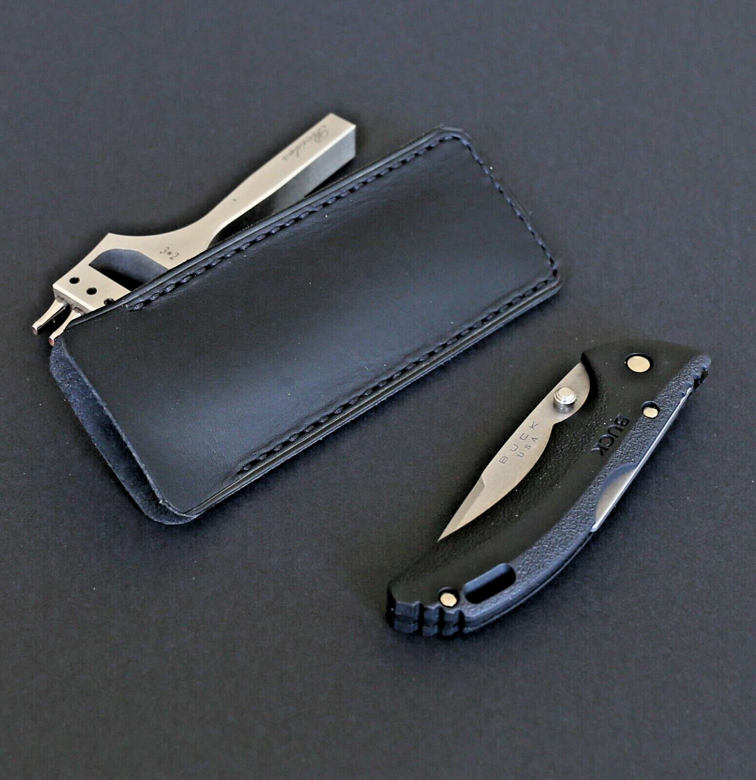 Leather Folding Blade Knife Sheath, Black Leather Knife Sheath, EDC Tools Pocket