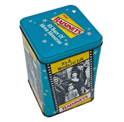 Nestle Raisinets 65th Anniversary Tin ''It's a Wonderful Life'' Movie Vintage 1992
