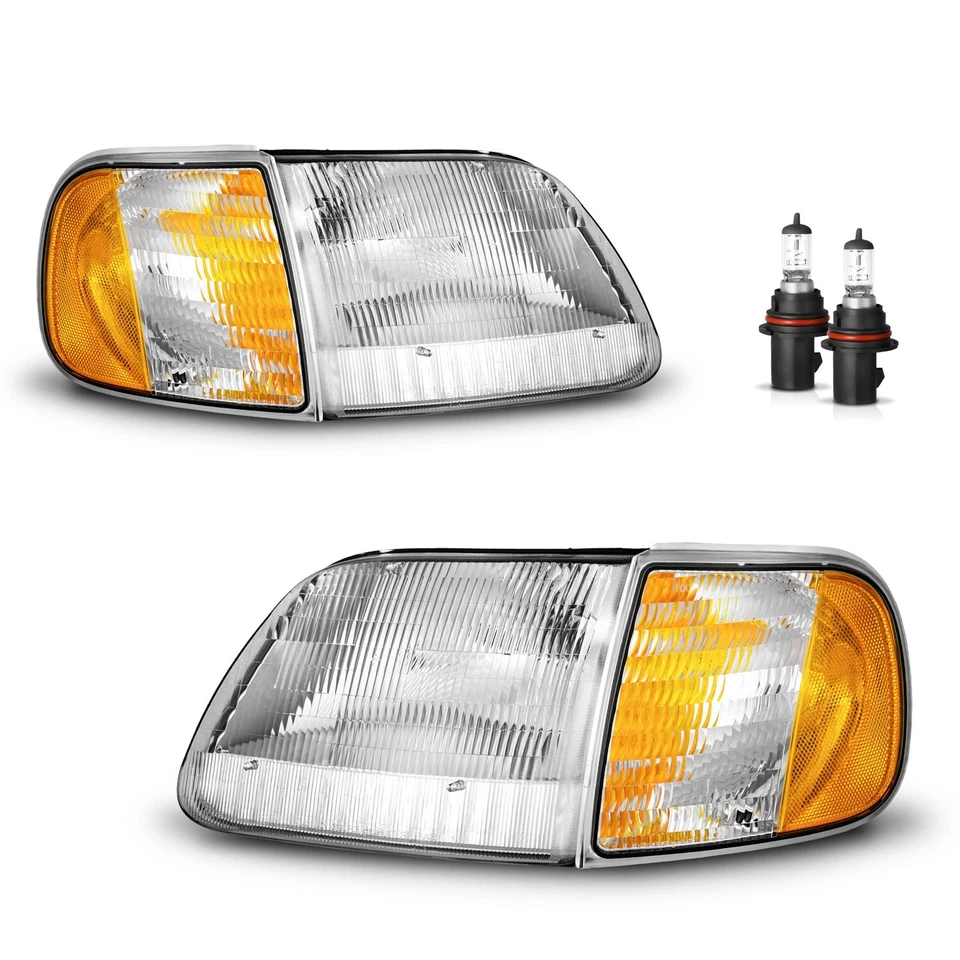 Chrome Pair Headlights & Corner Lights Fit For 1997-2003 Ford F150 Expedition Foto 2 de 2