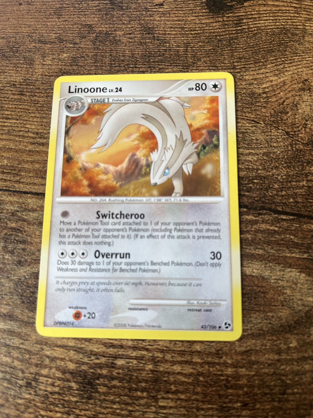 Linoone 43/106 Pokemon UNCOMMON DP Great Encounters COLORLESS LP