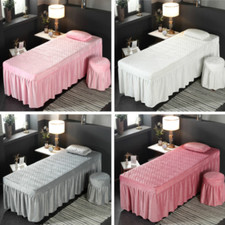 Velvet Massage Table Skirt Valance Sheet Quilted Bed Cover Face Hole 21" Drop