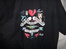 Sailor Jerry Tattoos Graphic Red Kap, Button Up Mechanic Work Shirt, Mens XL