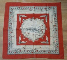 Foulard mouchoir d'instruction pour CHEMINS de FER, trains original vers 1900.