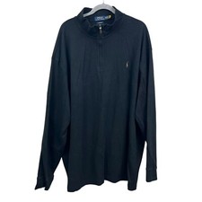 Polo Ralph Lauren Mens Estate Rib Sweater Quarter Zip Pony Logo Black Size 4XB