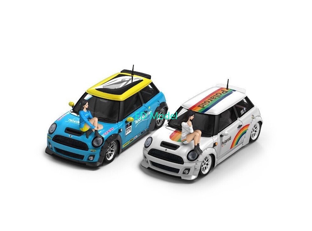 BN TM 1:64 Mini Cooper Rainbow Figure Sports Model Diecast Metal Car